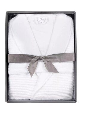 Hotel Collection Cotton Waffle White Bath Robe Shawl Collar All Cotton Small/Med